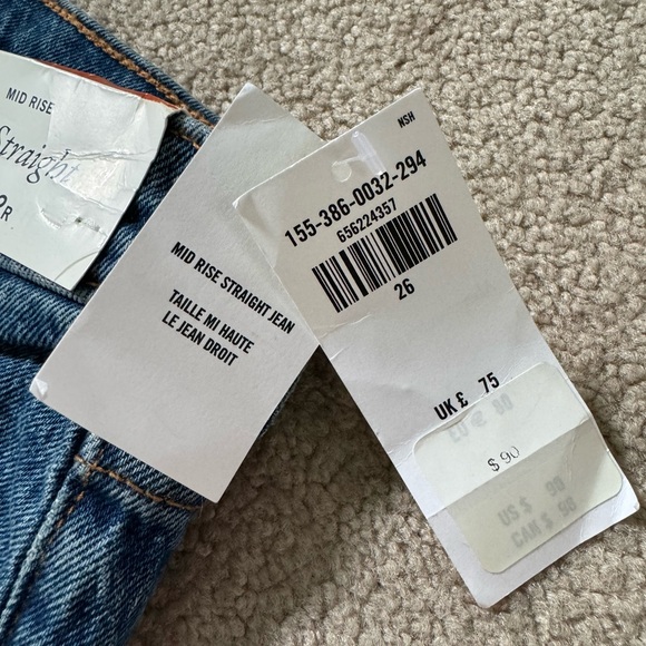 NWT Abercrombie & Fitch “The Straight” Mid Rise Jeans, Size 26 (2R) - Picture 6 of 7